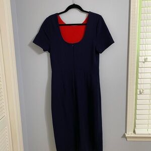 Boden Navy Dress with Bold Red Accent